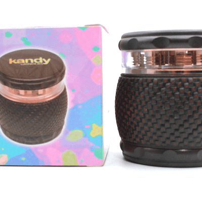 Kandy Grinder Wooden 70mm 4pts Woven Design W/ Clear Section For Top Part