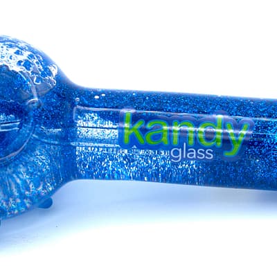 Kandy Glass Hand Pipe 5" Glycerin W/Colored Glitter Inside & Marble On The Side