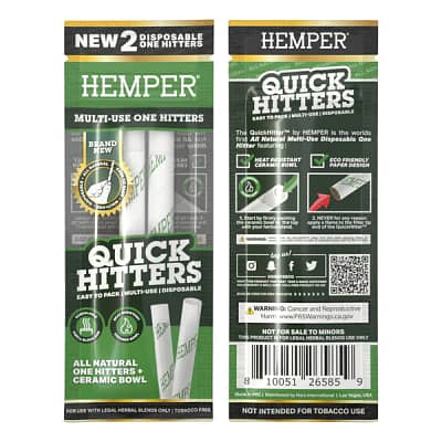 HEMPER - Quick Hitters Non-Flavored - Multi-Use Disposable One Hitter