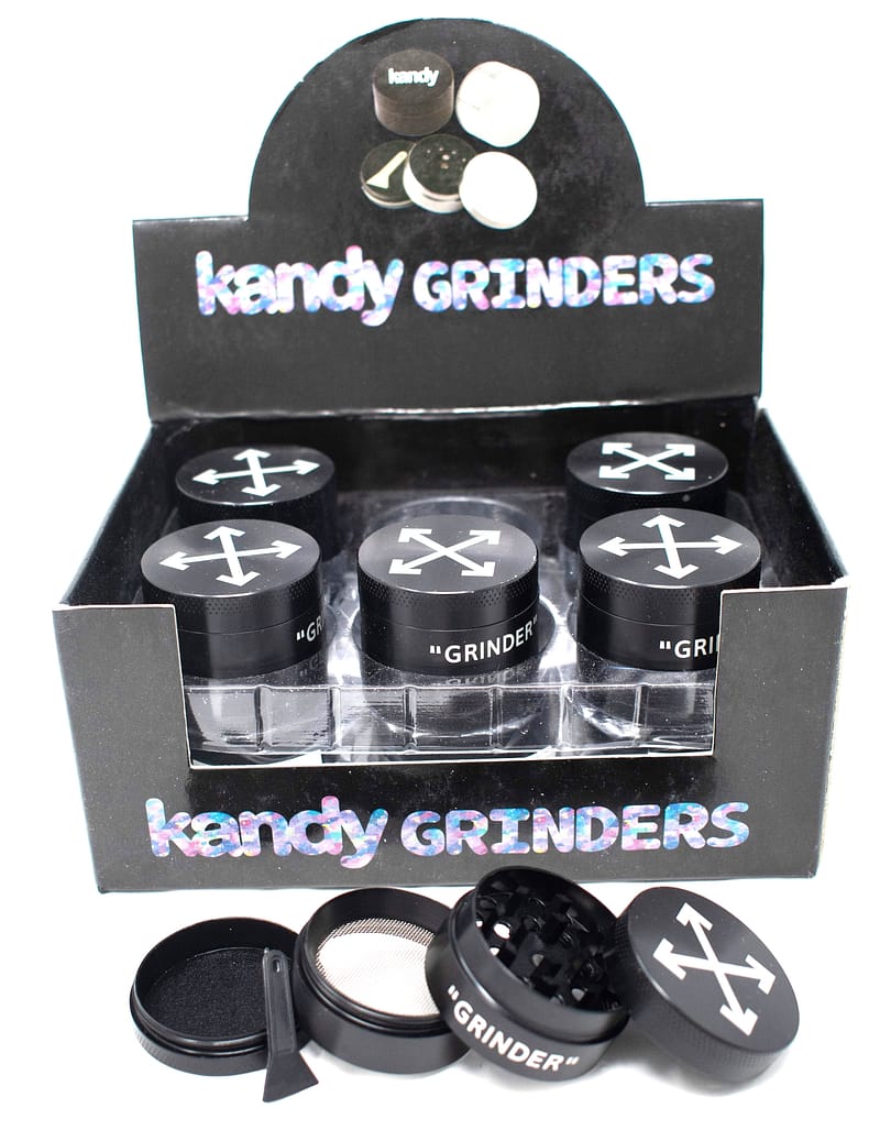 Kandy Grinder Zinc Alloy Cross Printed Sign On The Top 40Mm 4Pts - Mixed Designs